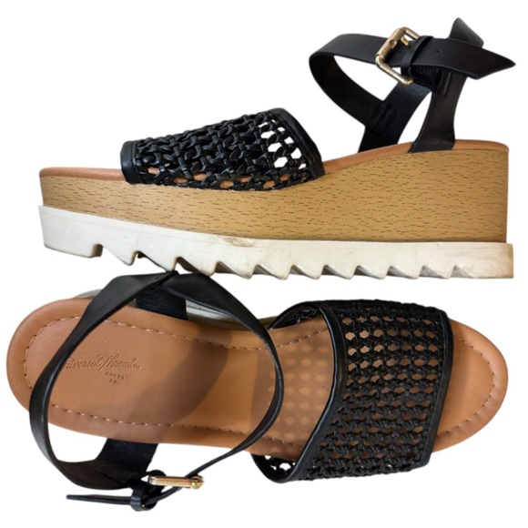 Faux leather & Woven Platform Sandals -SZ 8.5 - Picture 2 of 5